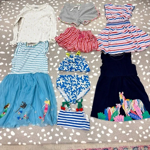 Lot of 9 Mini Boden girls dress embroidered applique shorts tee swimsuit set - Picture 6 of 15